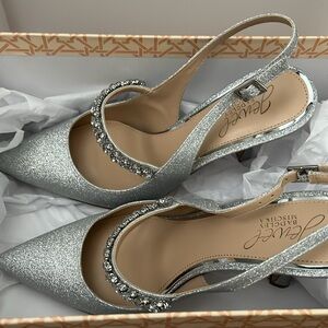 Jeweled Grey Shimmer Heels